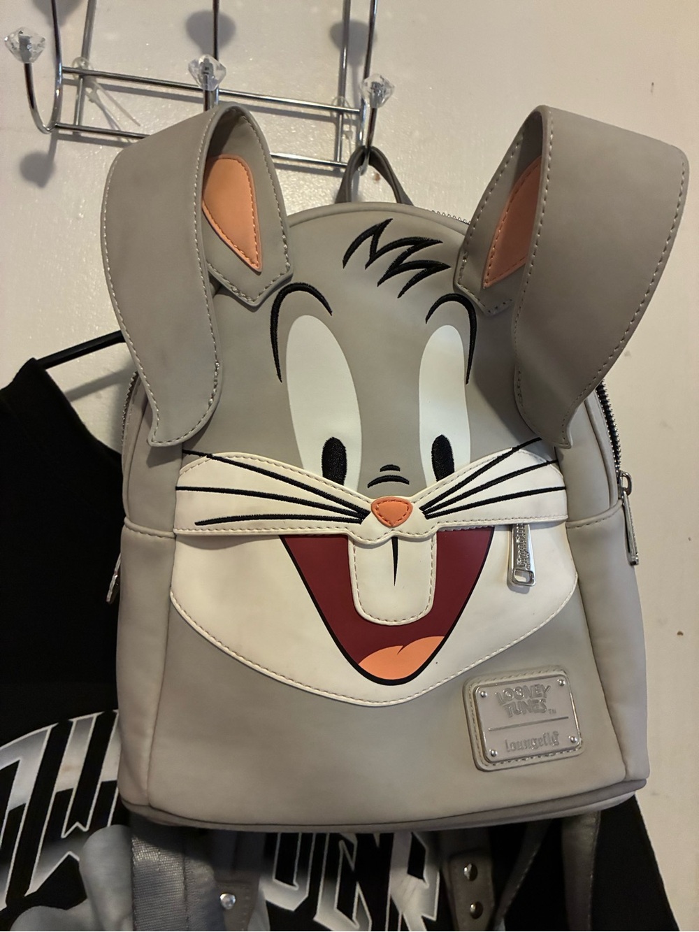 Loungefly Gray Bunny Character Mini Backpack with Pink Ear Accents